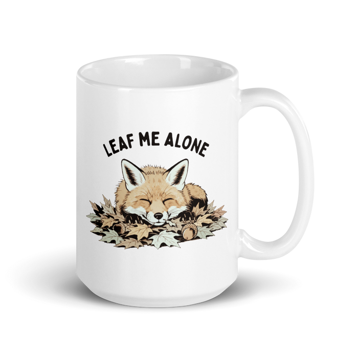 Leaf Me Alone (Fox) White Mug