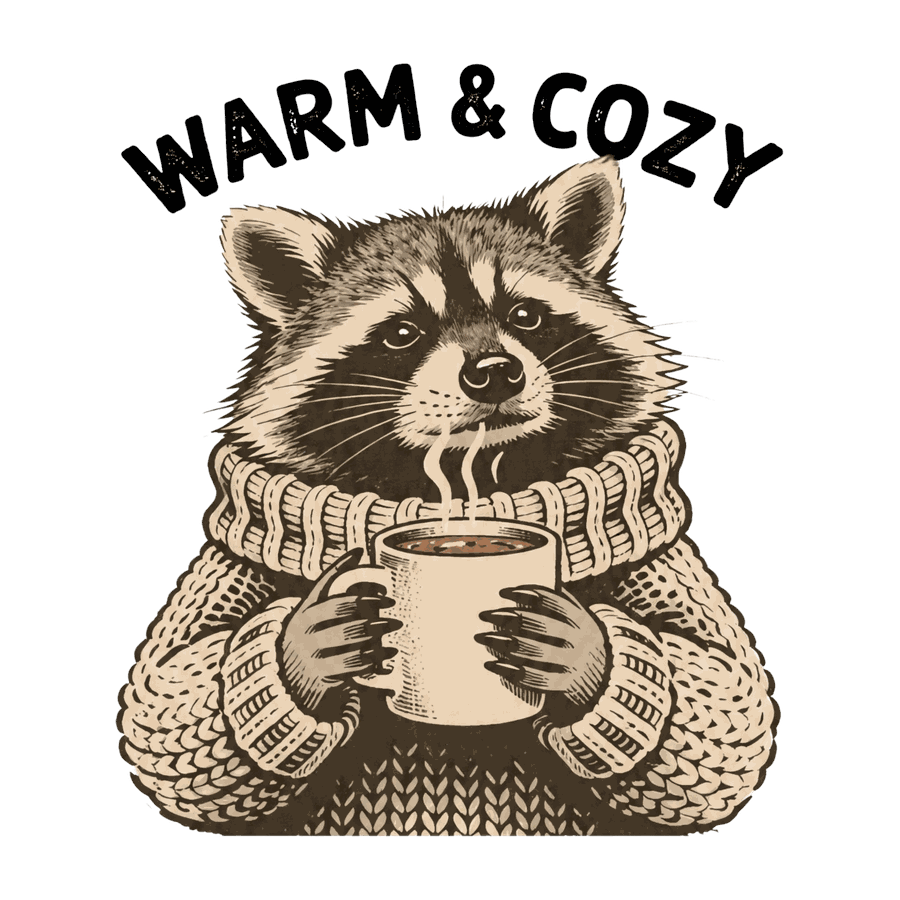 Warm & Cozy Raccoon design