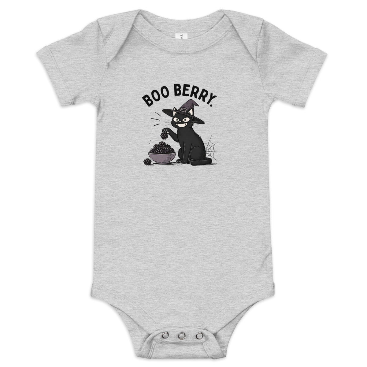 Boo Berry Baby Onesie in Athletic Heather, front
