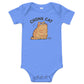 Chonk Cat Baby Onesie in Heather Columbia Blue, front