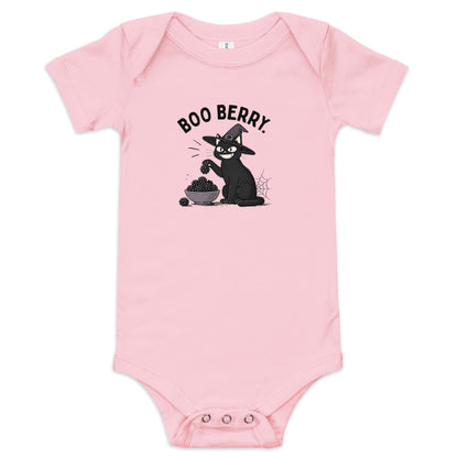 Boo Berry Baby Onesie in Pink, front