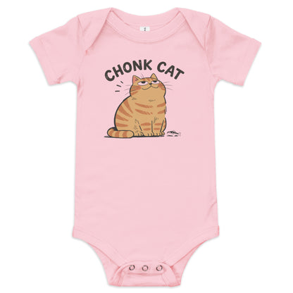 Chonk Cat Baby Onesie in Pink, front
