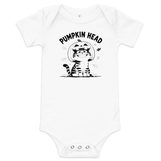 Pumpkin Head Baby Onesie - White