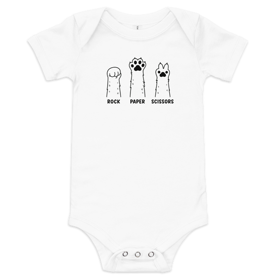Rock Paper Scissors Baby Onesie - White
