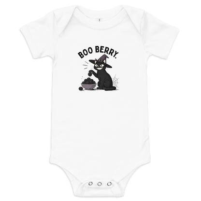 Boo Berry Baby Onesie in White, front