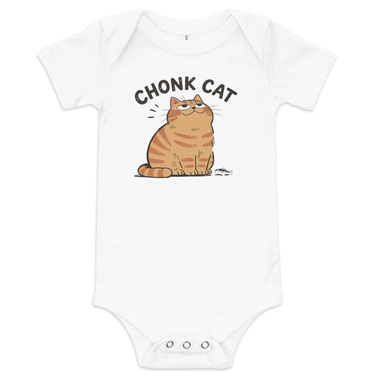 Chonk Cat Baby Onesie in White, front