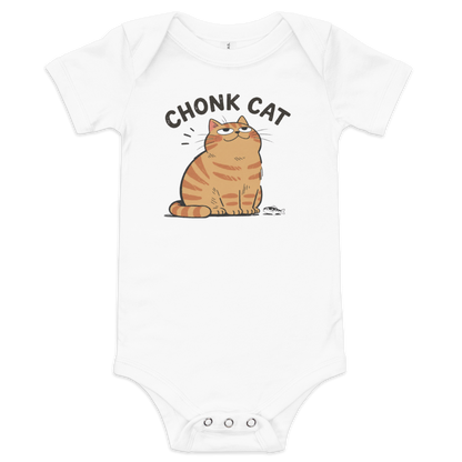 Chonk Cat Baby Onesie in White, front