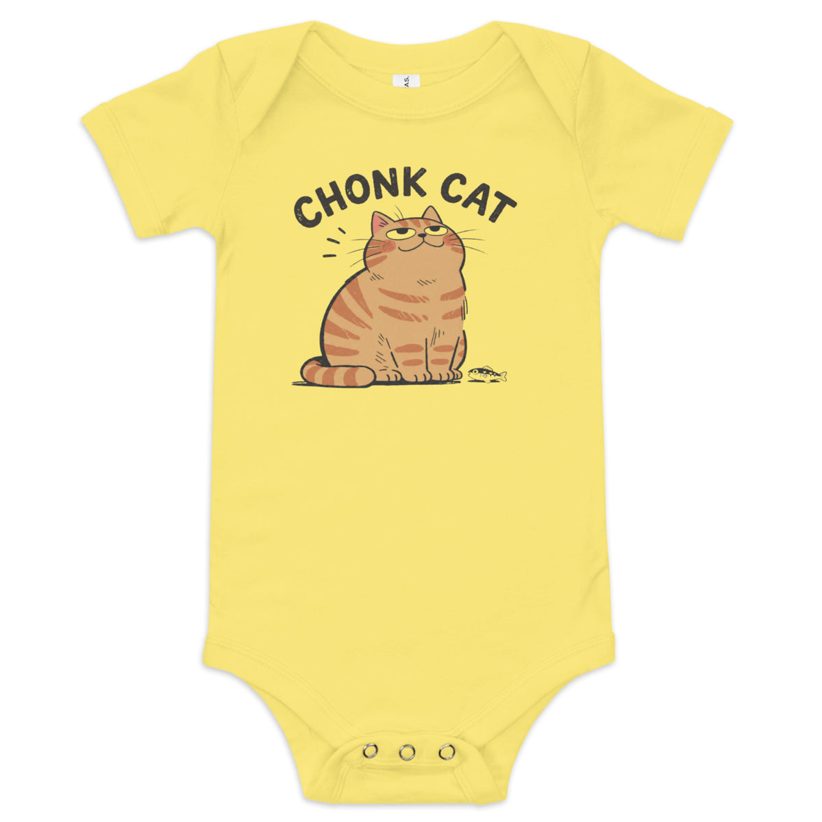 Chonk Cat Baby Onesie in Yellow, front