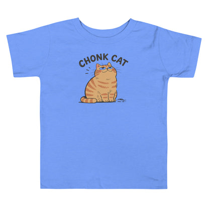 Chonk Cat Toddler T-Shirt in Heather Columbia Blue, front
