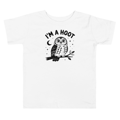 I'm a Hoot Toddler T-Shirt in White, front