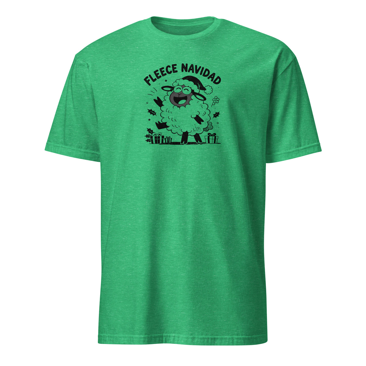 Fleece Navidad T-Shirt in Heather Irish Green, front