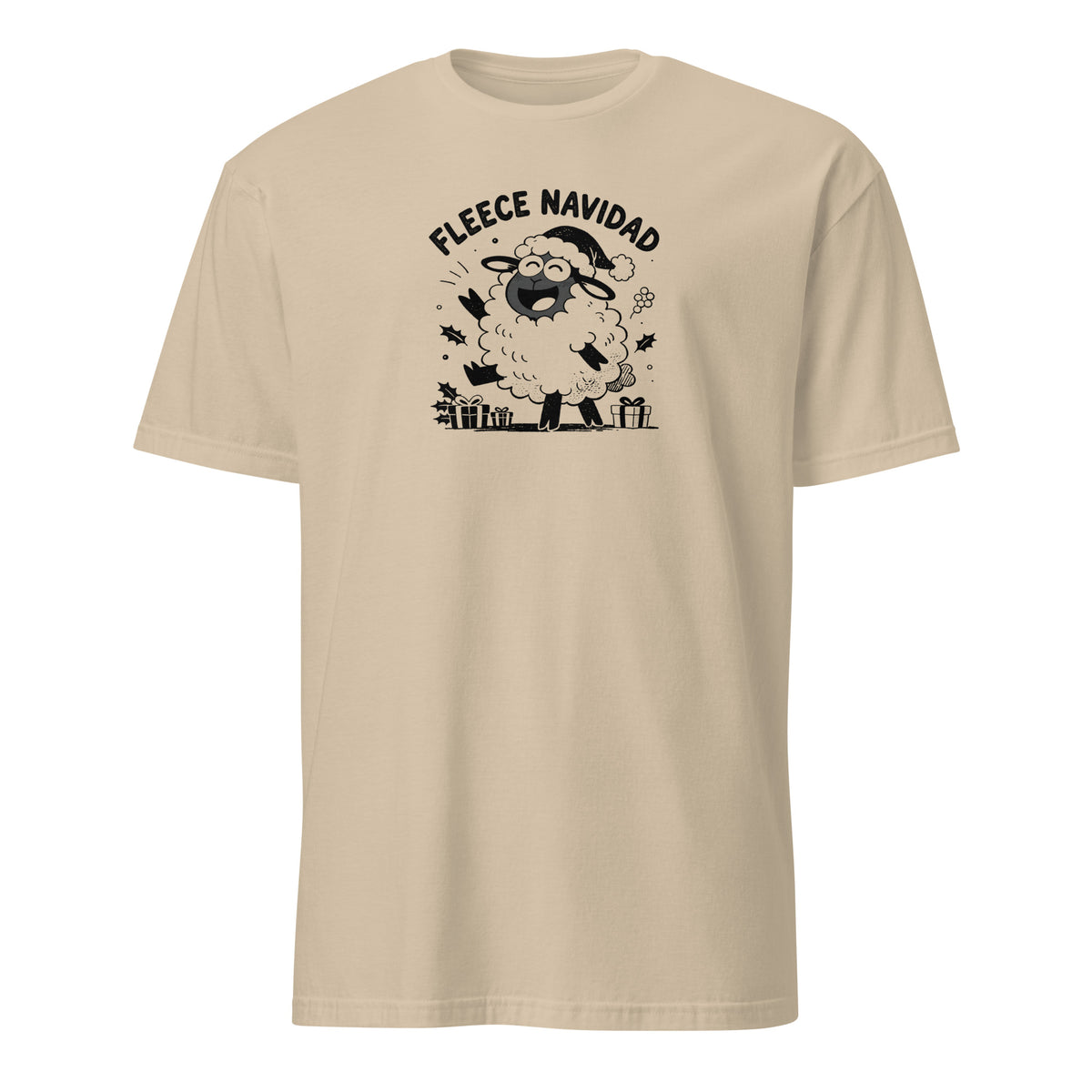 Fleece Navidad T-Shirt in Sand, front