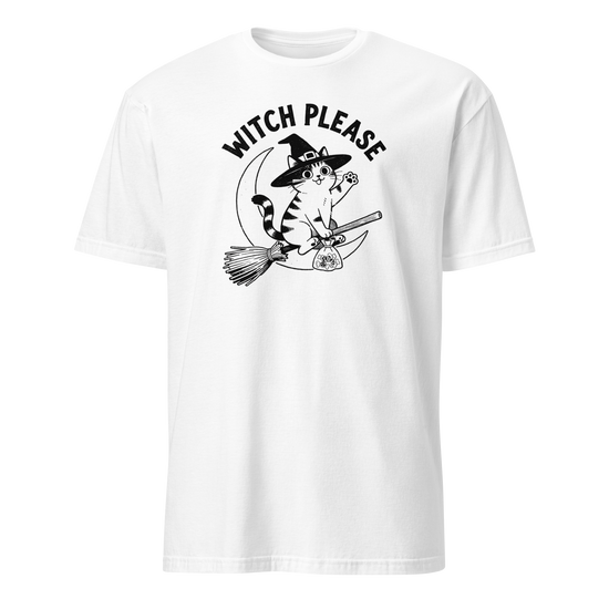 Witch, Please (Cat) Soft Cotton T-Shirt - White