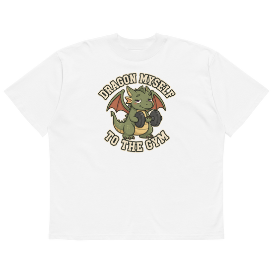 Dragon Myself to the Gym Oversized T-Shirt - White