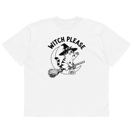 Witch, Please (Cat) Oversized T-Shirt - White