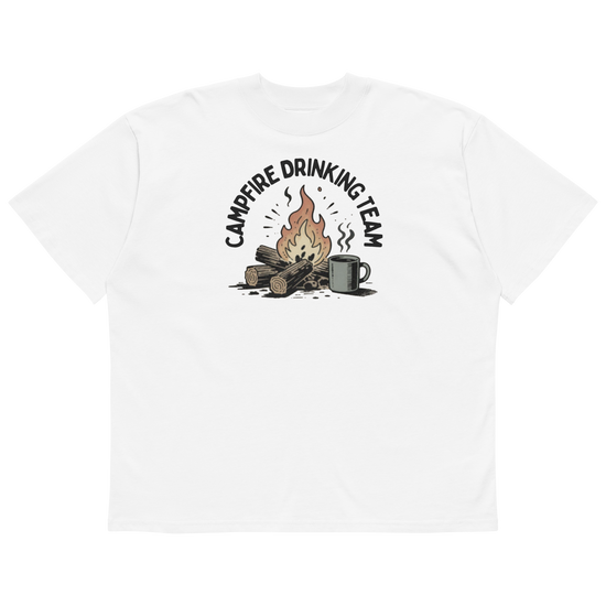 Campfire Drinking Team Oversized T-Shirt - White