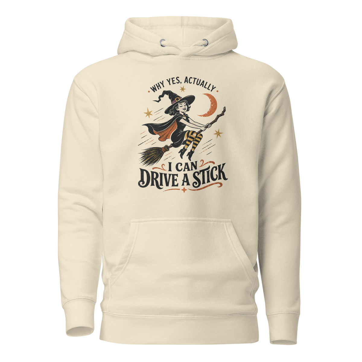 Drive a Stick Witch Classic Hoodie - Bone