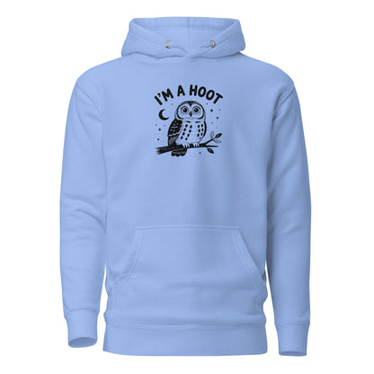 I'm a Hoot Hoodie in Carolina Blue, front