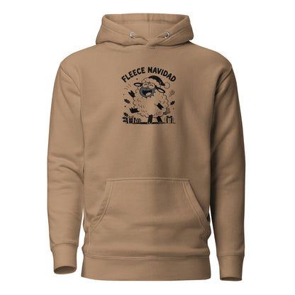 Fleece Navidad Hoodie in Latte, front