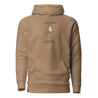 On My Way to Make the Vibes Weird Hoodie in Latte, front