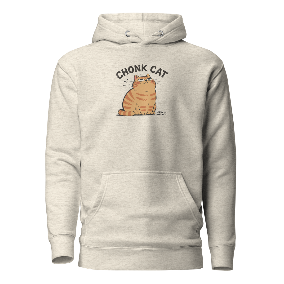 Chonk Cat Hoodie in Oatmeal Heather, front