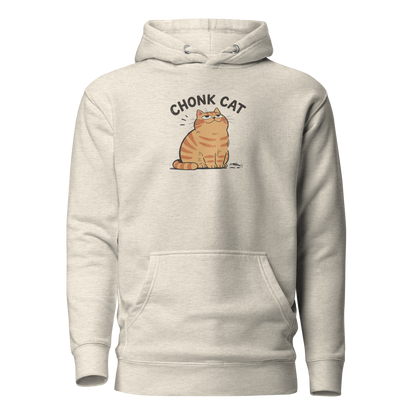 Chonk Cat Hoodie in Oatmeal Heather, front