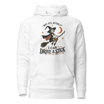 Drive a Stick Witch Classic Hoodie - White