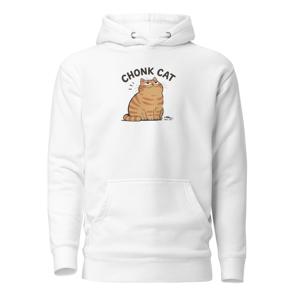 Chonk Cat Hoodie in White, front