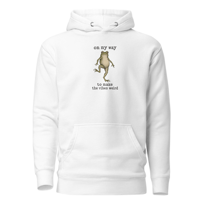 On My Way to Make the Vibes Weird Hoodie in White, front