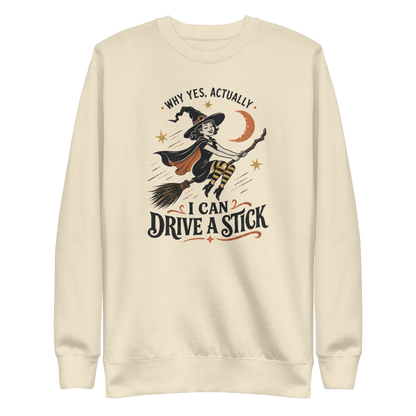 Drive a Stick Witch Sweatshirt - Bone