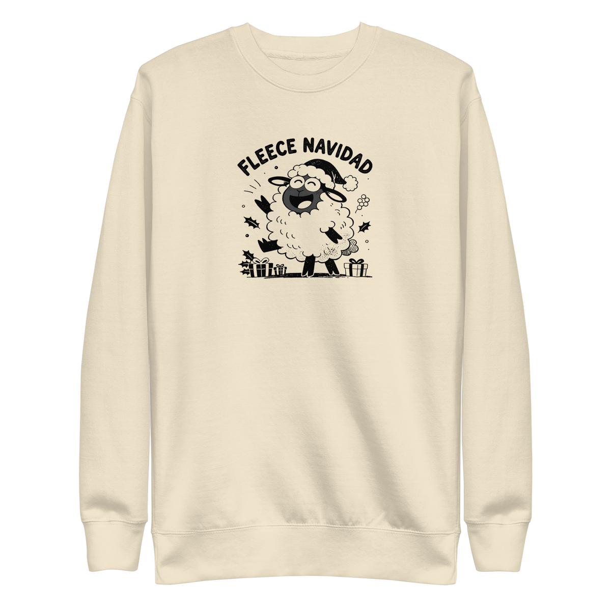 Fleece Navidad Sweatshirt in Bone, front