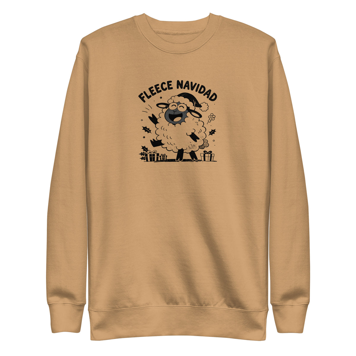 Fleece Navidad Sweatshirt in Khaki, front