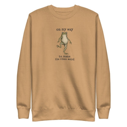 On My Way to Make the Vibes Weird Sweatshirt in Khaki, front