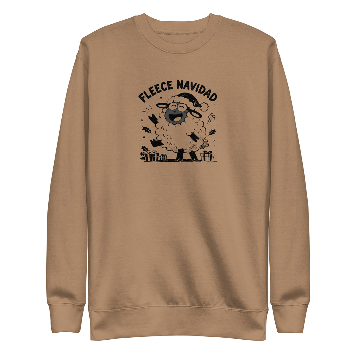Fleece Navidad Sweatshirt in Latte, front