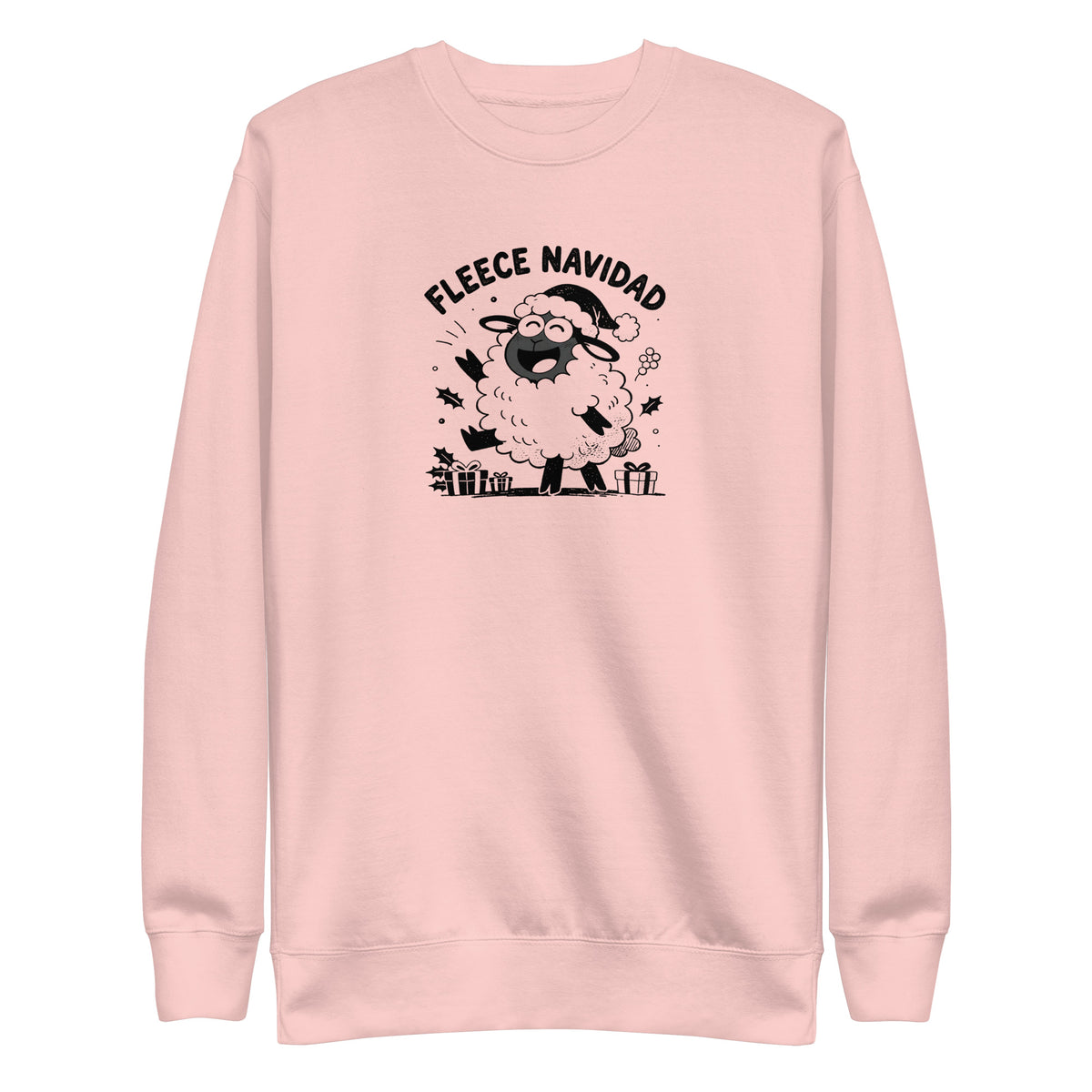 Fleece Navidad Sweatshirt in Light Pink, front