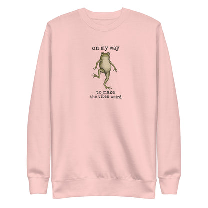 On My Way to Make the Vibes Weird Sweatshirt in Light Pink, front