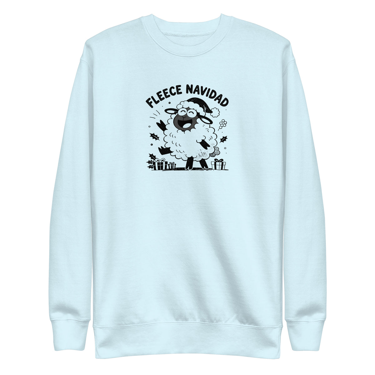 Fleece Navidad Sweatshirt in Sky Blue, front