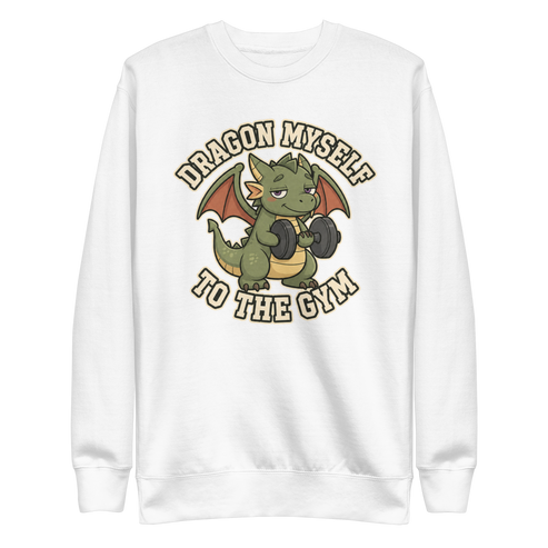 Dragon Myself to the Gym Sweatshirt - White