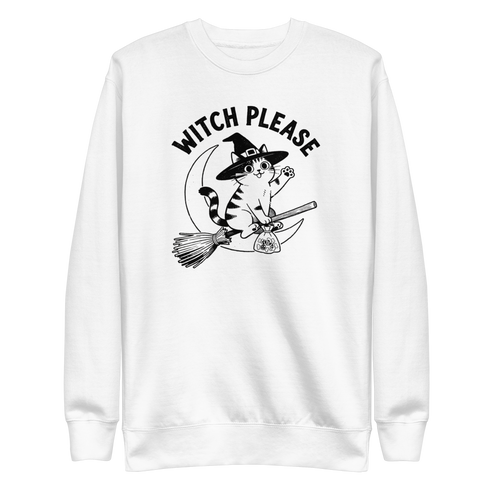 Witch, Please (Cat) Sweatshirt - White