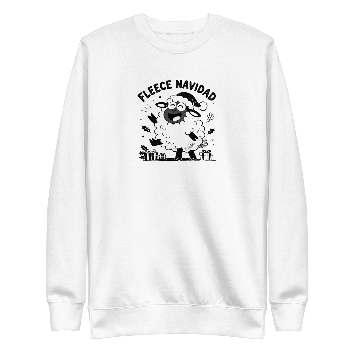 Fleece Navidad Sweatshirt in White, front