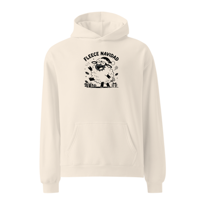 Fleece Navidad Hoodie in Bone, front