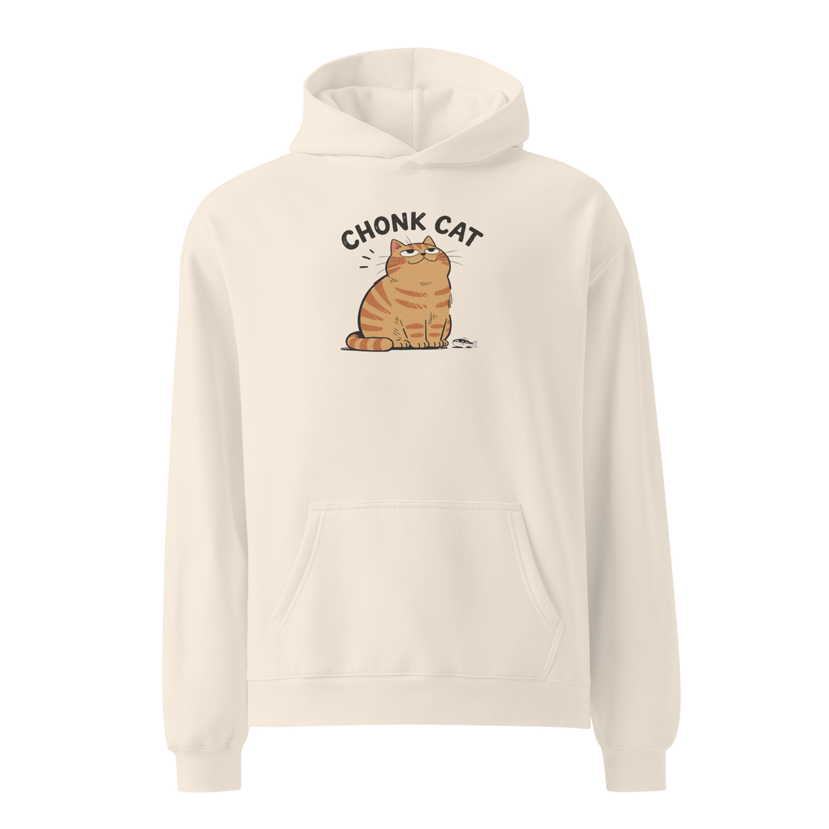 Chonk Cat Hoodie in Bone, front