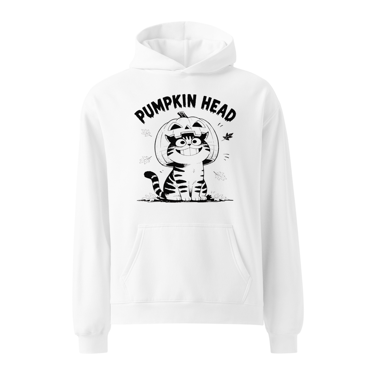 Pumpkin Head Relaxed Fit Hoodie - White