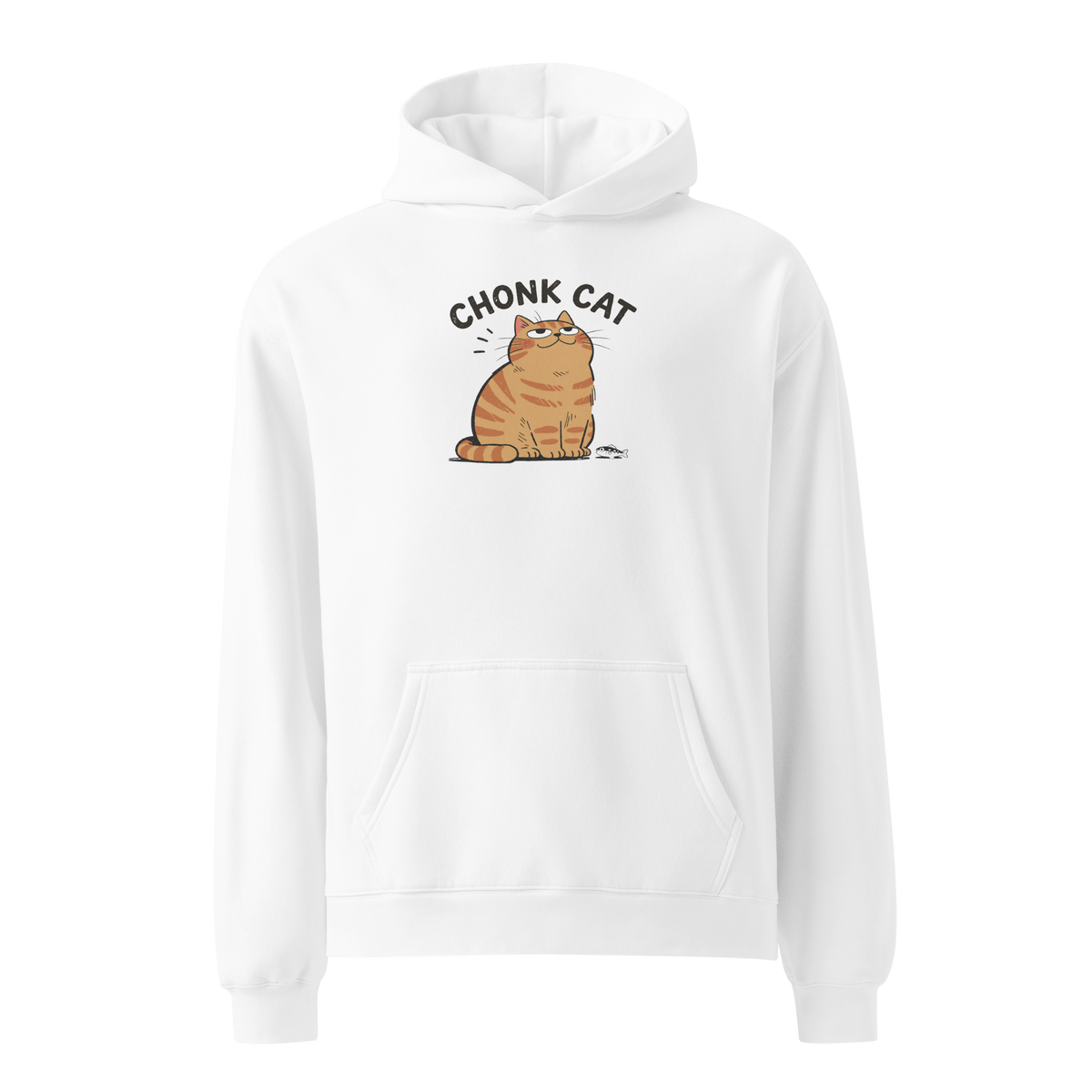 Chonk Cat Hoodie in White, front