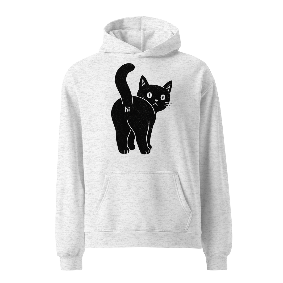 Sh!tty Kitty Relaxed Fit Hoodie - White Heather