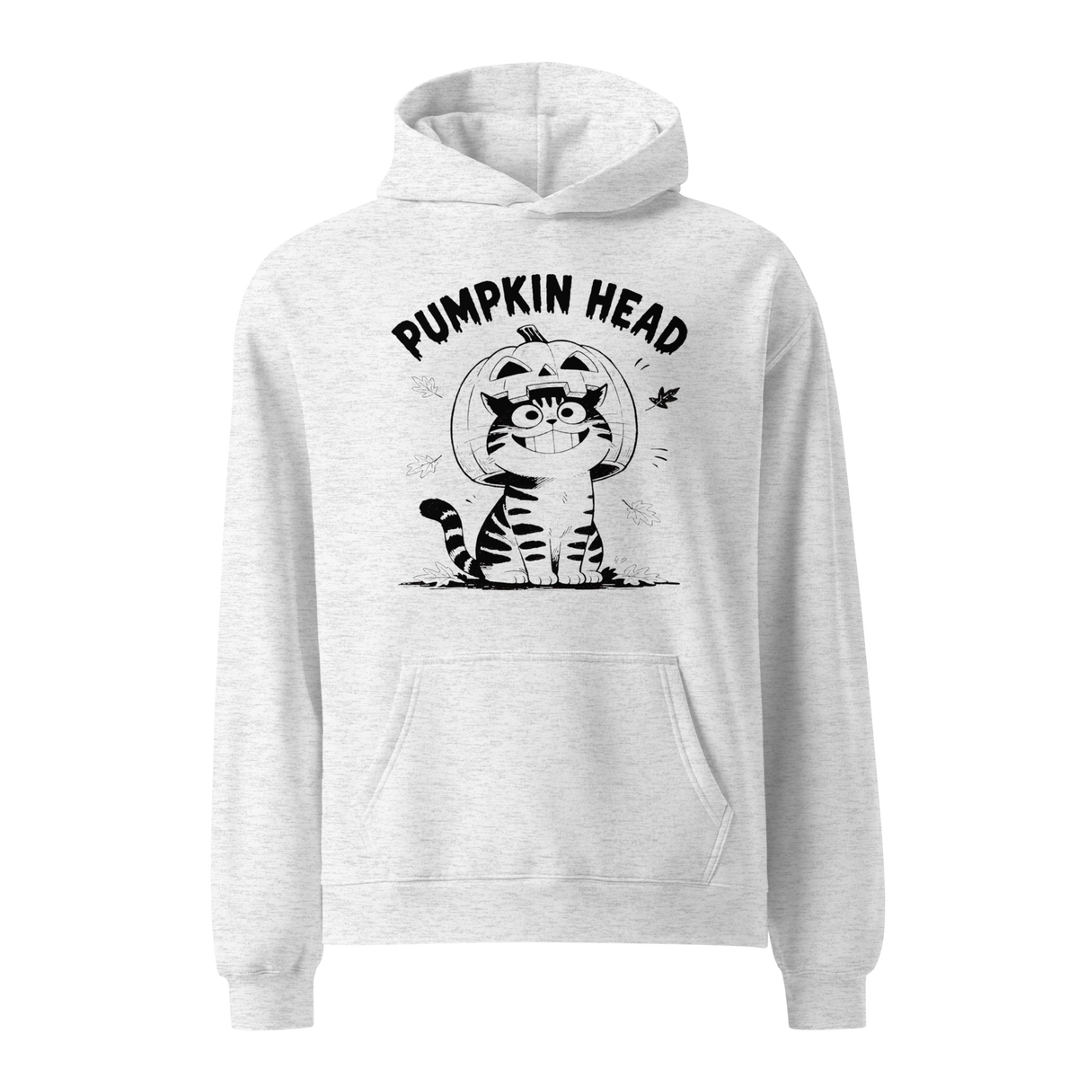 Pumpkin Head Relaxed Fit Hoodie - White Heather