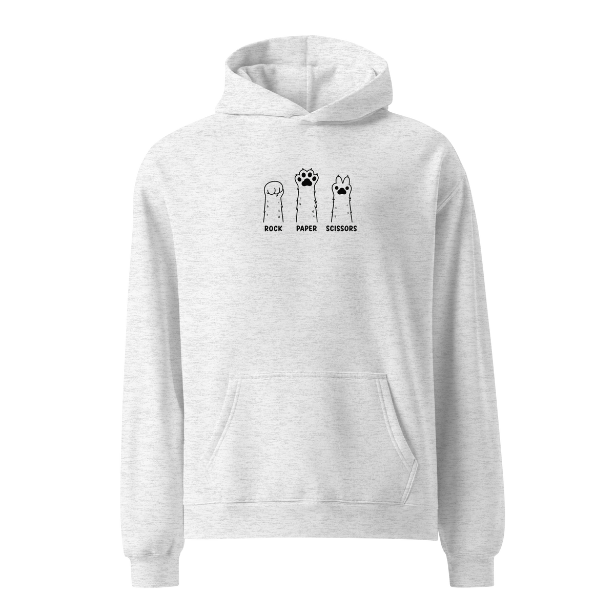 Rock Paper Scissors Relaxed Fit Hoodie - White Heather