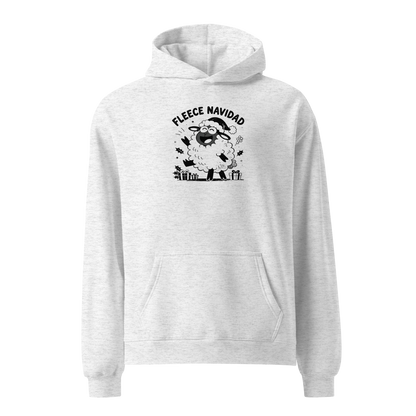 Fleece Navidad Hoodie in White Heather, front
