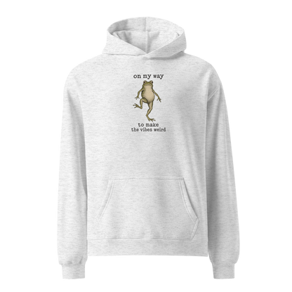 On My Way to Make the Vibes Weird Hoodie in White Heather, front