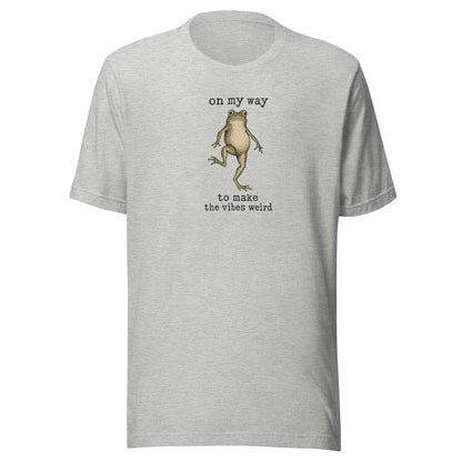 On My Way to Make the Vibes Weird T-Shirt in Athletic Heather, front